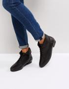 Asos Autumn Leather Lace Up Boots - Black