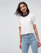 Louche Finelle Top With Contrast Collar - Cream
