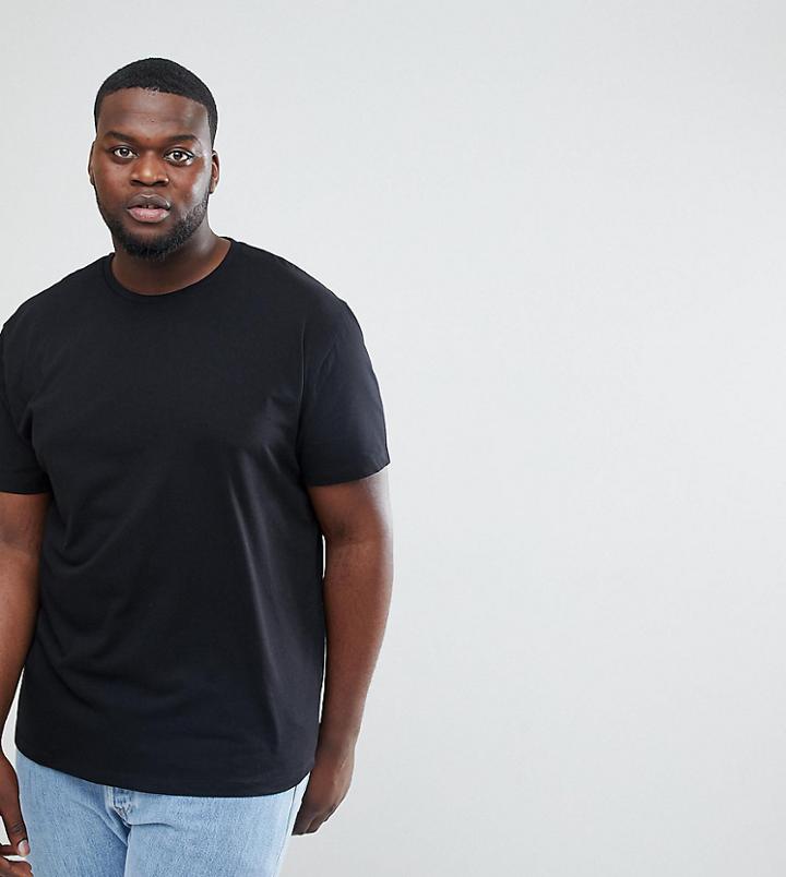 Asos Plus Relaxed Fit T-shirt With Crew Neck In Black - Black