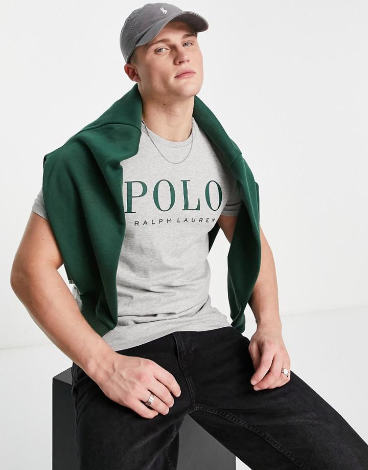 Polo Ralph Lauren Front Logo T-shirt In Gray Heather