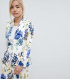 Asos Design Petite Tailored Floral Print Single Breasted Blazer - Multi