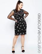 Asos Curve Confetti Bodycon Dress With Gem Embellishments - Black