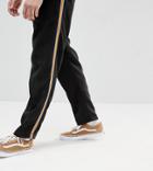 Reclaimed Vintage Inspired Black Cropped Cord Pants With Tape Detail - Black