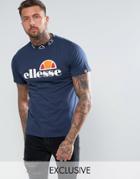 Ellesse T-shirt With Logo Neckline - Navy