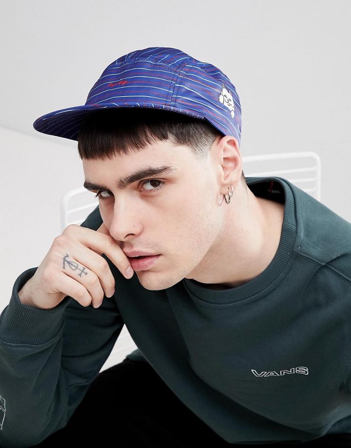 Ripndip Peeking Nermal 5 Panel Cap In Stripe - Navy