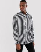 Bershka Striped Shirt In Black And White - Black