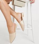 Truffle Collection Wide Fit Pointed Flat Mules In Cream-white