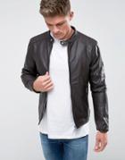 Barney's Originals Faux Leather Biker Jacket - Brown