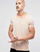 Asos T-shirt With Scoop Neck In Beige Marl - Beige