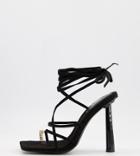 Simmi London Wide Fit Baylee Heeled Sandals With Toe Ring Detail In Black