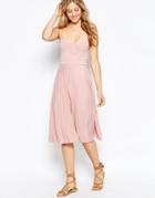 Asos Cami Pleated Midi Dress - Pink
