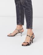 Whistles Milana Asymmetric Leather Kitten Heel Sandal In Snake-multi
