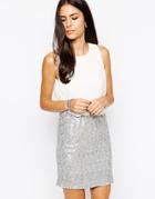 Tfnc Michelle Dress With Sequin Skirt - White