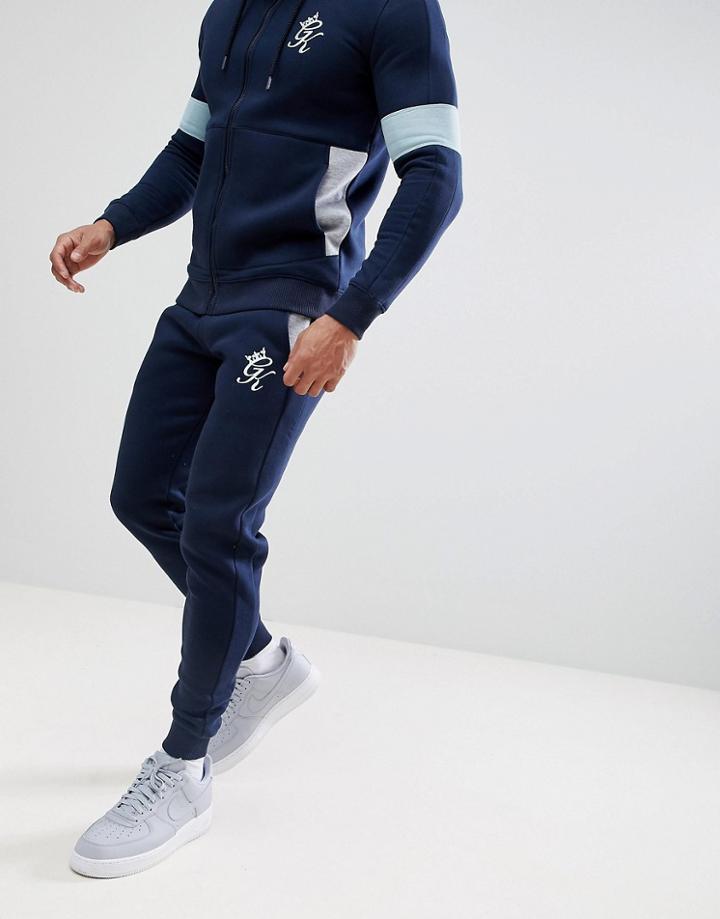 Gym King Skinny Poly Joggers In Blue With Logo - Blue
