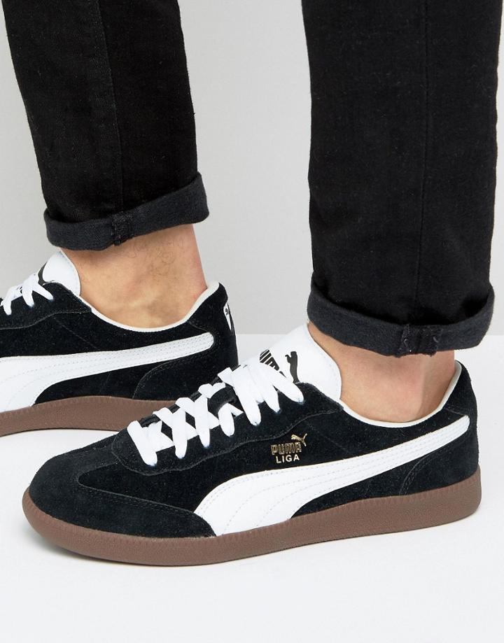 Puma Liga Suede Sneakers In Black 34146601 - Black