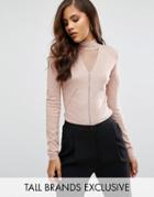 Y.a.s Tall Mojito Shimmer Insert High Neck Knitted Sweater - Pink