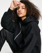 Bershka Oversized Double Zip Hoodie In Black