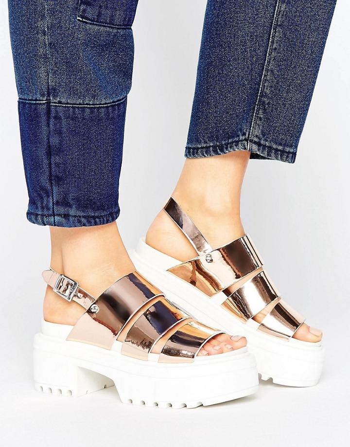 Asos Tara Chunky Strappy Sandals - Gold