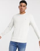 Farah Tim Crew Neck Sweat In White Marl