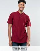Jacamo Tall Polo With Short Sleeves In Dark Red - Red