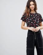 Asos T-shirt In Ditsy Heart Print - Black