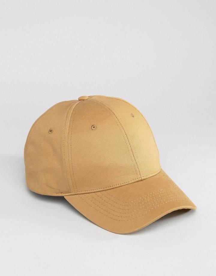 Asos Baseball Cap In Camel - Beige