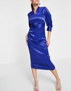 Closet Pleated Sleeve Pencil Dress-blues