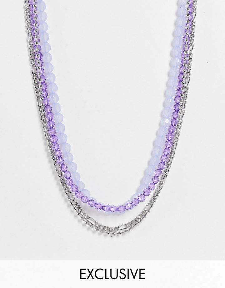 Reclaimed Vintage Inspired Unisex Necklaces With Amethyst Stones In Silver