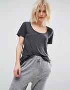 Asos T-shirt With Curved Hem - Gray