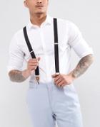 Asos Wedding Suspenders In Black With Double Clips And Tan Trim - Black