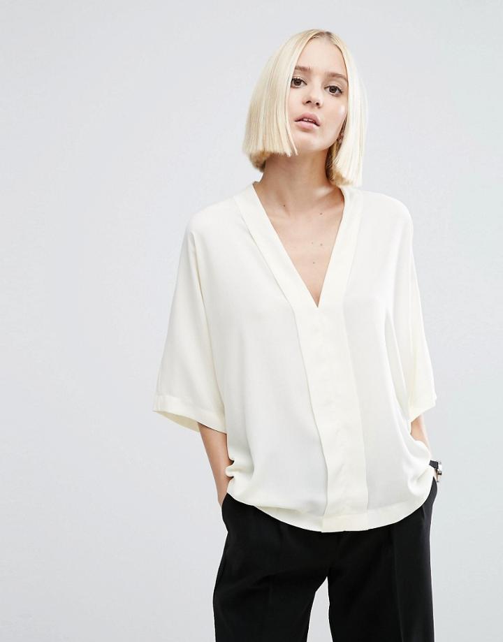 Asos Drape V Neck Top - Cream
