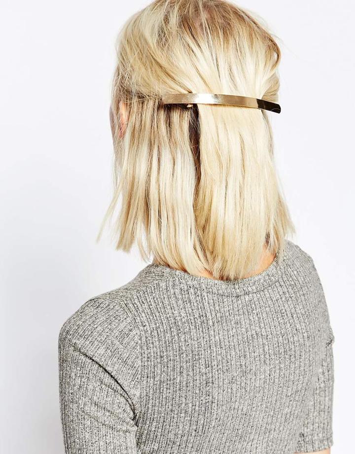 Asos Sleek Slim Hair Barette - Gold