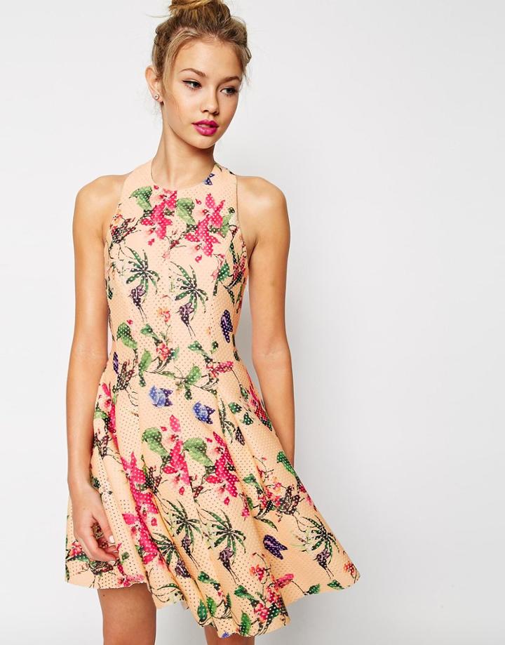Asos Premium Pretty Full Skater Dress - Print