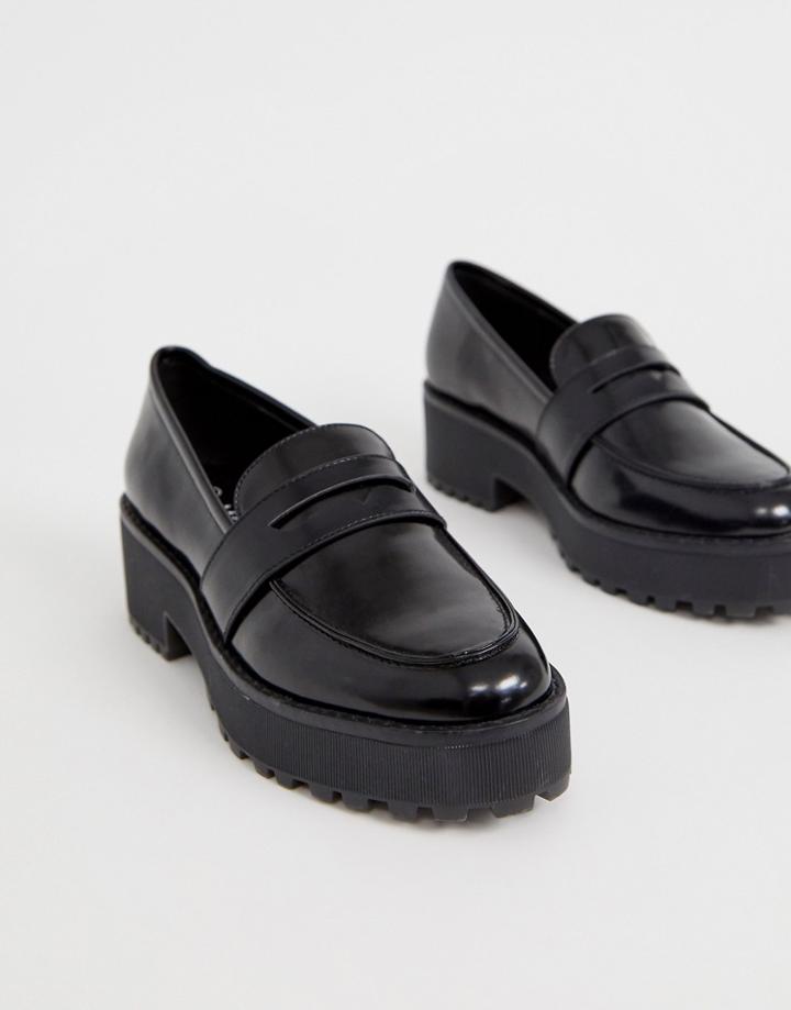 Monki Flatform Loafer In Black - Black
