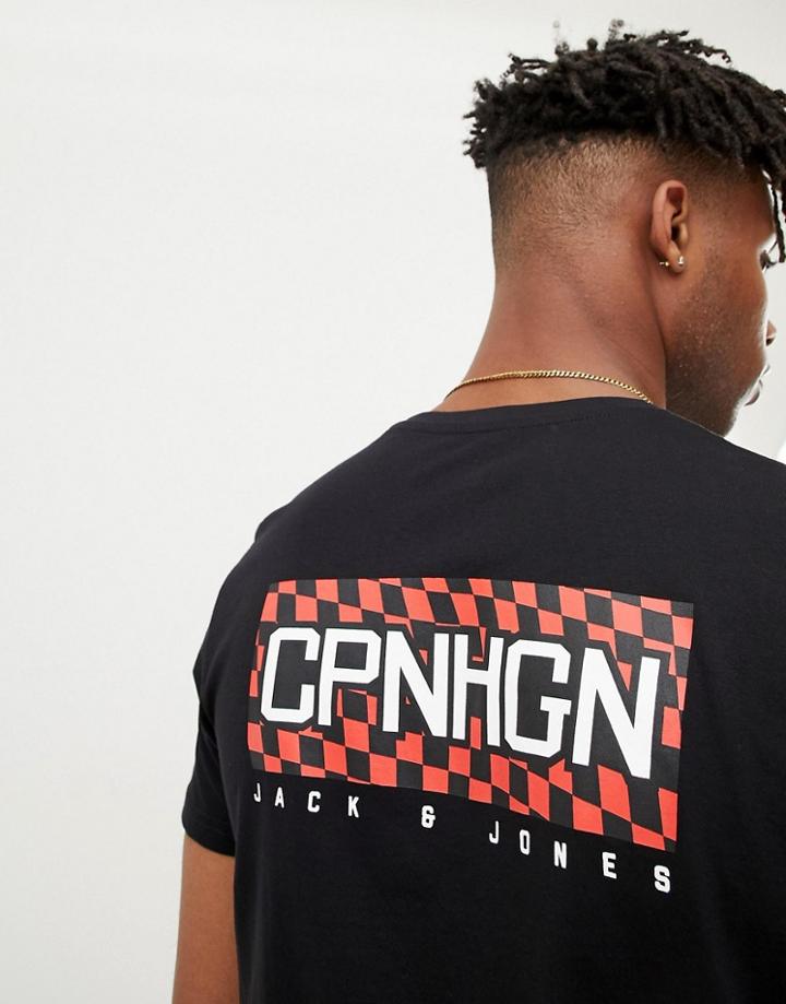 Jack & Jones Originals T-shirt With Checkerboard Back Graphic - Black