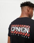 Jack & Jones Originals T-shirt With Checkerboard Back Graphic - Black
