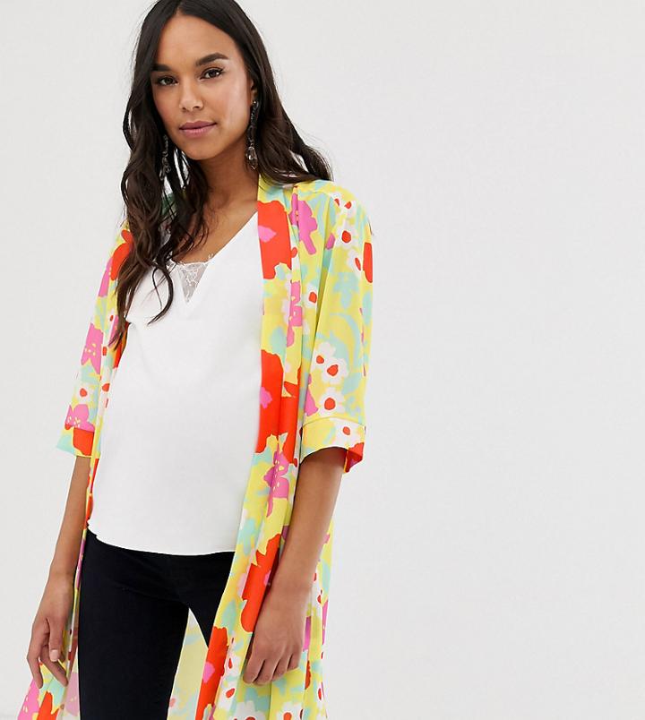Blume Maternity Kimono In Floral Placement Print-multi