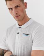 Jack & Jones Core Slim Fit Chest Branding Polo In White Melange