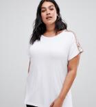 New Look Curve Glitter Shoulder Tee - White