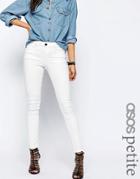 Asos Petite Lisbon Skinny Mid Rise Jeans In Valencia Off White - White