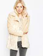 Brave Soul Faux Fur Jacket - Cream