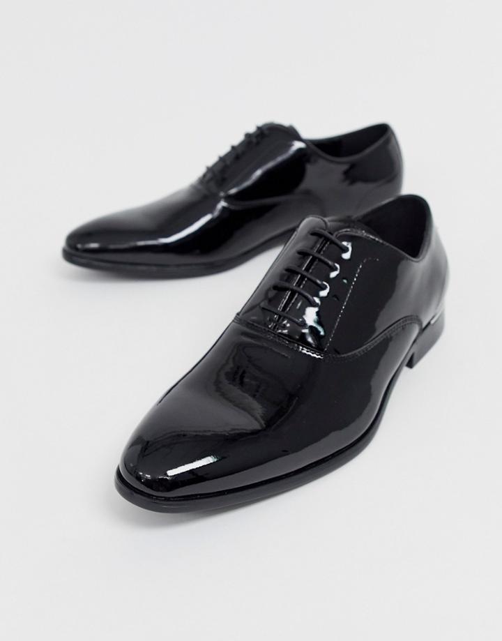 River Island Patent Oxford Shoe In Black - Black