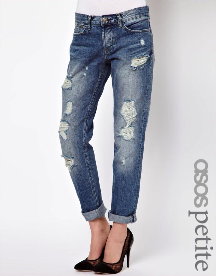Asos Petite Vintage Wash Slim Boyfriend Jeans