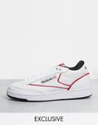 Reebok Club C Mid Ll Sneakers In White And Red- Exclusive To Asos