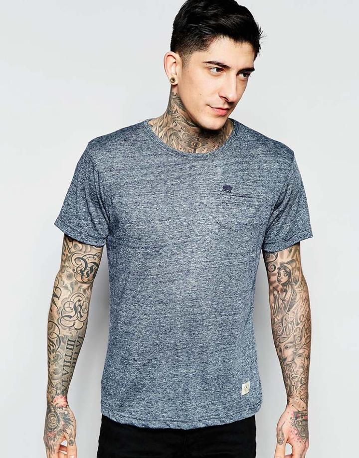 Bellfield Tri Blend T-shirt With Pocket - Navy