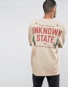 Asos Oversized Longline Sweatshirt With Back Print - Beige