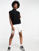 Cotton: On Sleeveless Knitted Polo Top In Black
