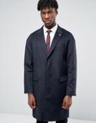 Penguin Formal Navy Textured Check Overcoat - Navy