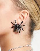 Asos Design Earrings In Jewel Spider Design-black