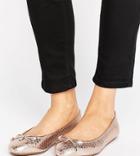 Dune London Wide Fit Rose Gold Ballerina Flat Shoes - Pink